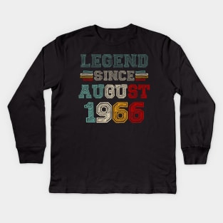 57 Years Old Legend Since August 1966 57th Birthday Kids Long Sleeve T-Shirt